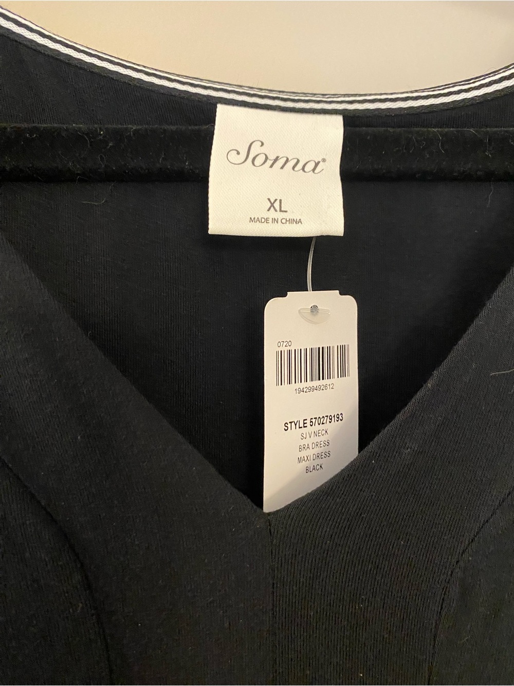 NWT Soma XL Black Sleeveless V-Neck Built in Bra Maxi Dress - Picture 4 of 5